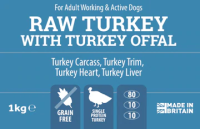 Millie's Paws Turkey Raw Frozen Dog Food 80/10/10 1kg